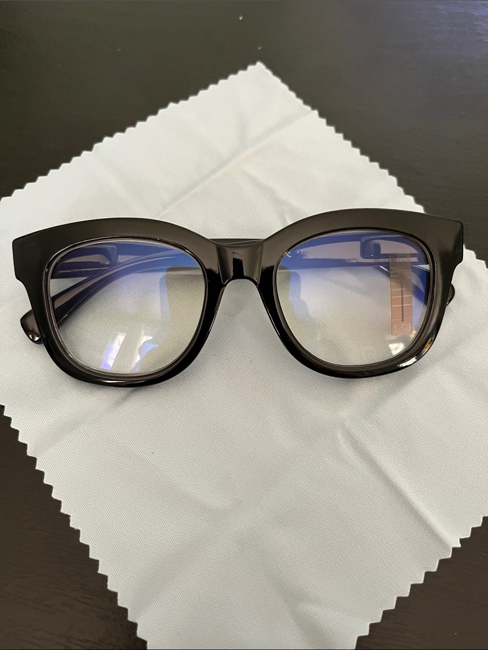 1.50 Diopter Black Oversized Square Blue-Light Reading Glasses- NWOT